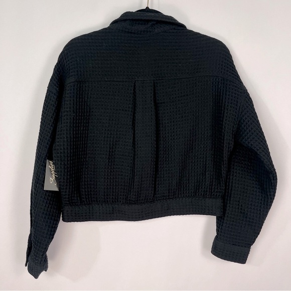 2/$30 Supplies Black Waffle Knit Button Front Jacket sz XS NWT - Picture 3 of 7